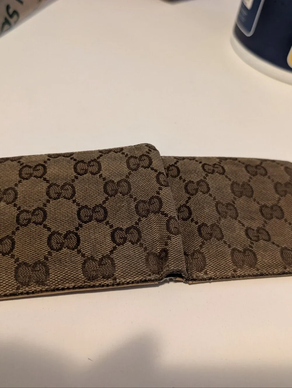 Gucci Card Holder Fabric Wallet Beige And Brown